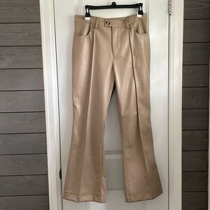 Aaron & Amber Tan Faux Leather High-Waisted Pants L NWOT